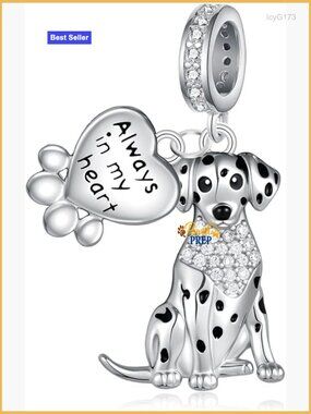 925 Sterling Silver Dalmatian Dog Charm Bracelet Jewelry Gift for Women